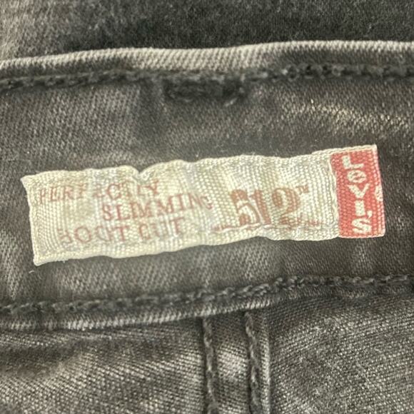 Y2K VTG Levis 512 Perfectly‎ Slimming Jeans Women 10M Black Bootcut Western - Picture 2 of 13